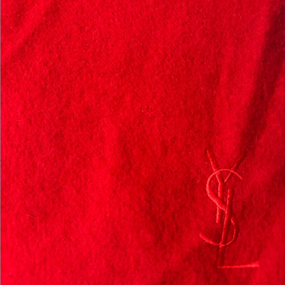SAINT LAURENT YSL Red Wool Scarf